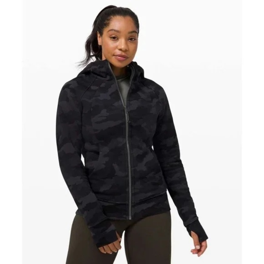Lululemon 4 Black Camo Scuba Full Zip Jacket